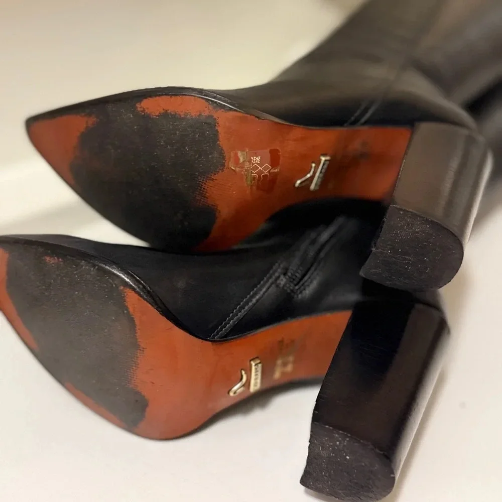 CARRANO over the knee leather boots with thick heels